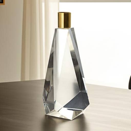 8" Heldere En Gouden Geo Geslepen Kristallen Kandelaar voor wholesale door HomeRoots