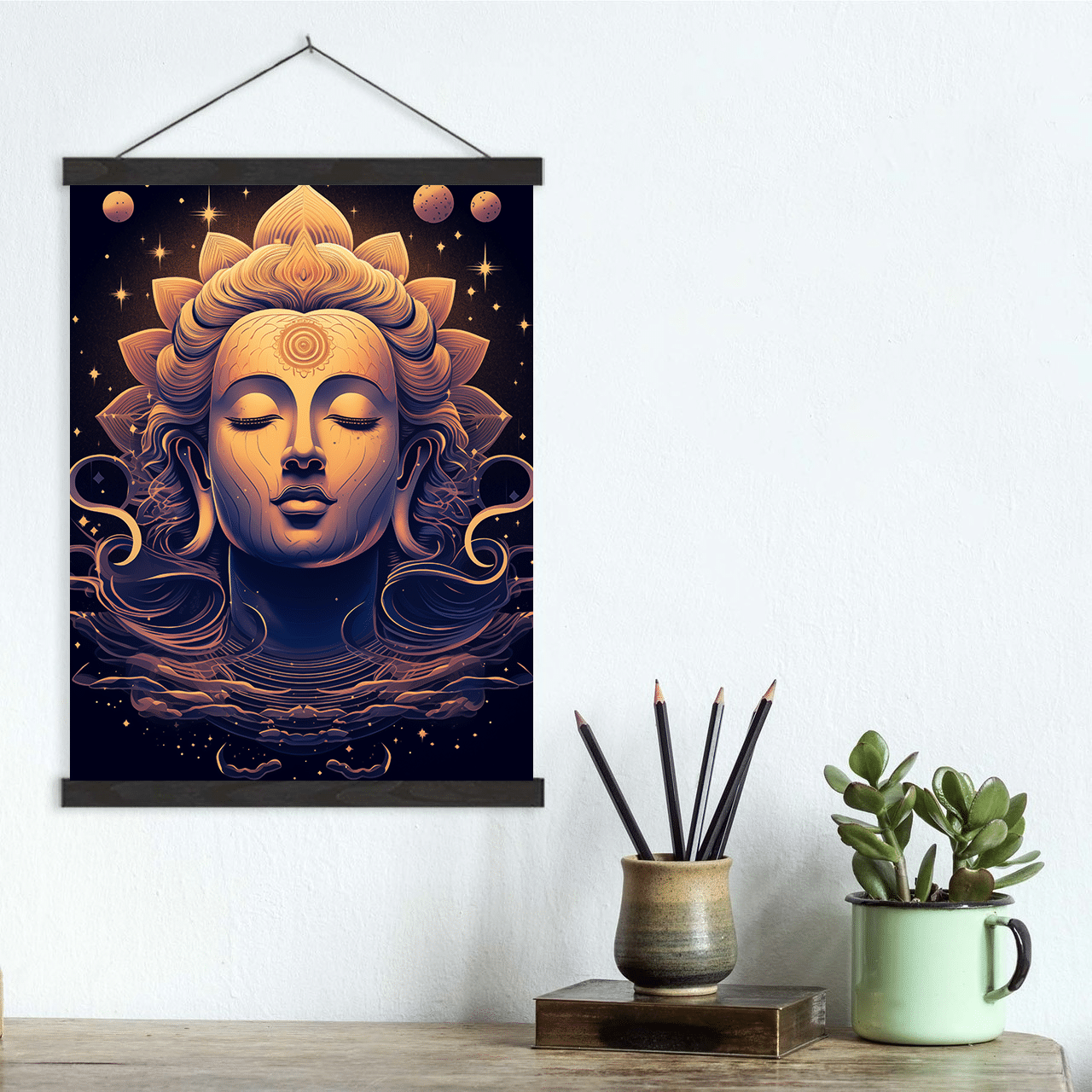 La Luna Bella - Toys – Großhandel Kunstdruck – Kunstdruck auf Leinwand, Motiv Mystical Cosmic Serene Buddha2