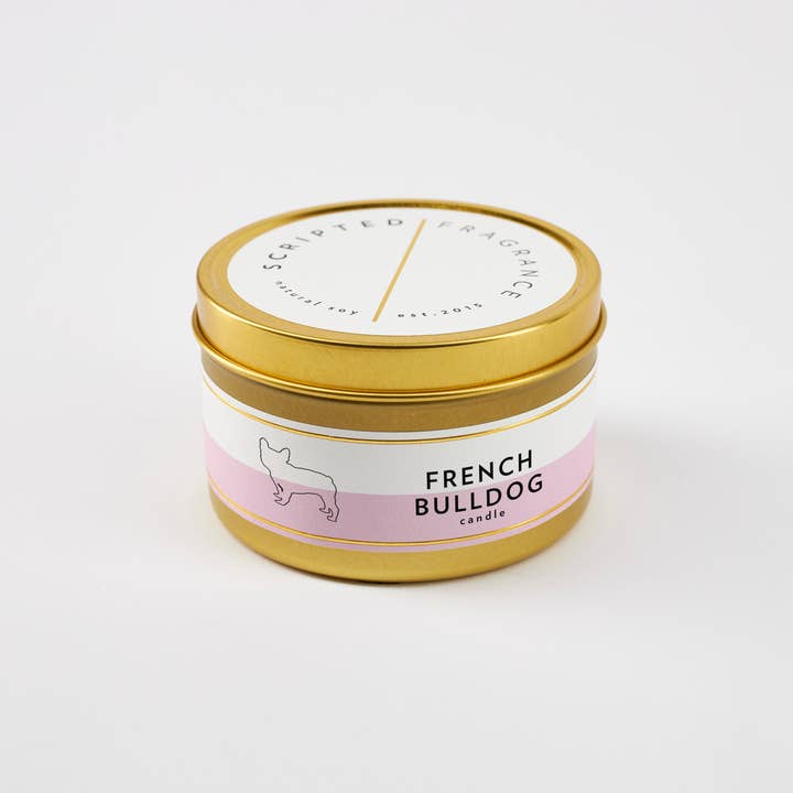 Scripted Fragrance - Wholesale Jar/Filled Candle - French Bulldog Soy Candle in Drinking Glass Two-In-One Gift3