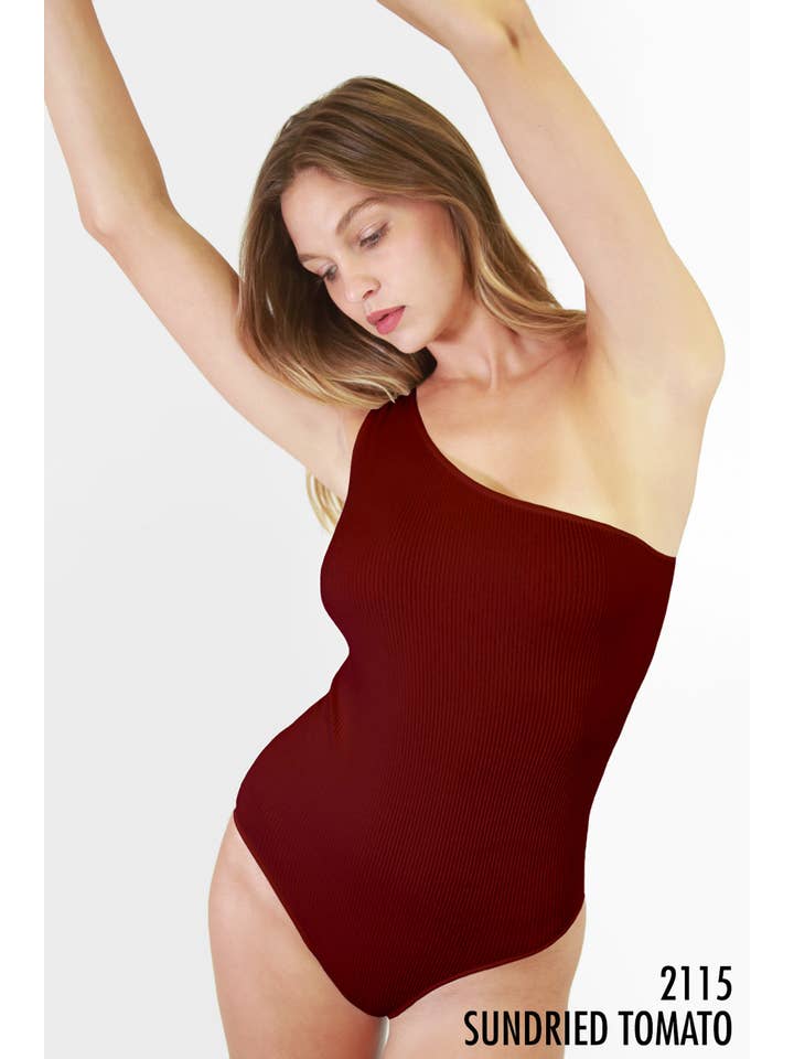 NIKIBIKI - Vente Body – femme - NS7860 - Body côtelé asymétrique à une épaule5