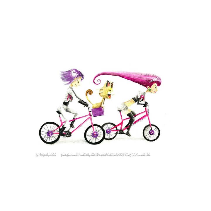 Jessie, James, Meowth Club de Bicicletas - Impresión de Arte 8x10 para venta al por mayor de Bike Club
