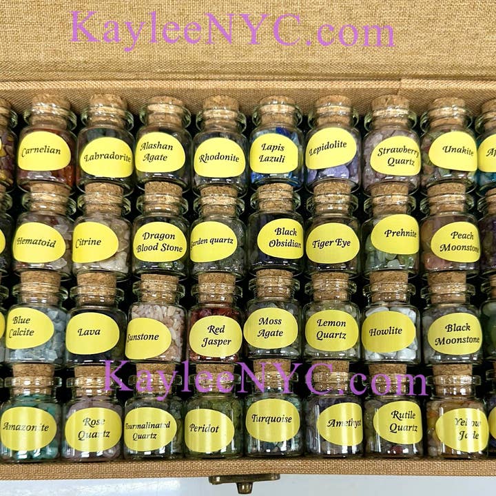 KayleeNYC - Wholesale Spiritual Stone/Crystal - Case of Natural Mini Bottles Chip Crystal Set