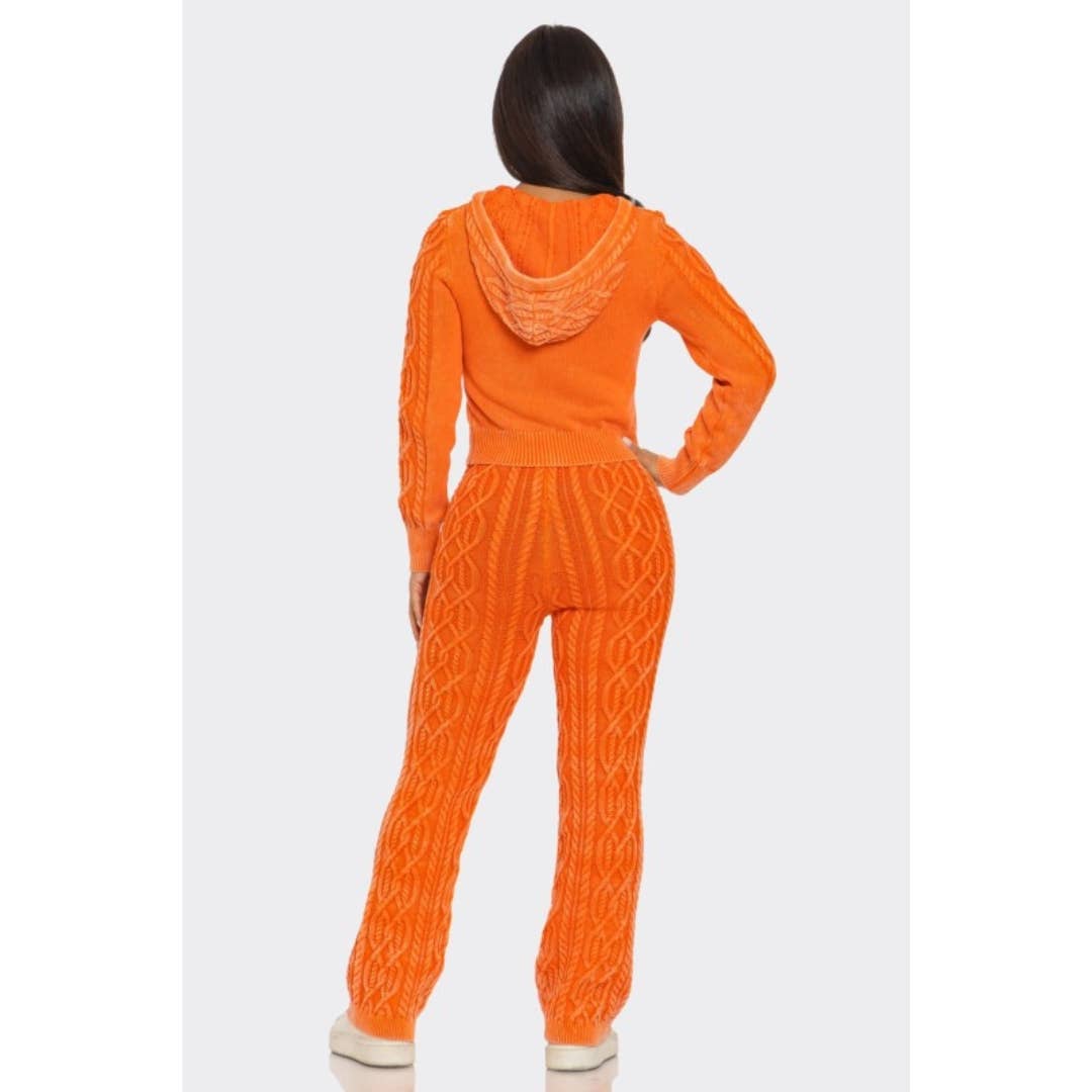 LOVE SENSE - Wholesale Lounge Set - Women's - Mineral Wash Pants Set Cable Knit Pure Cotton13