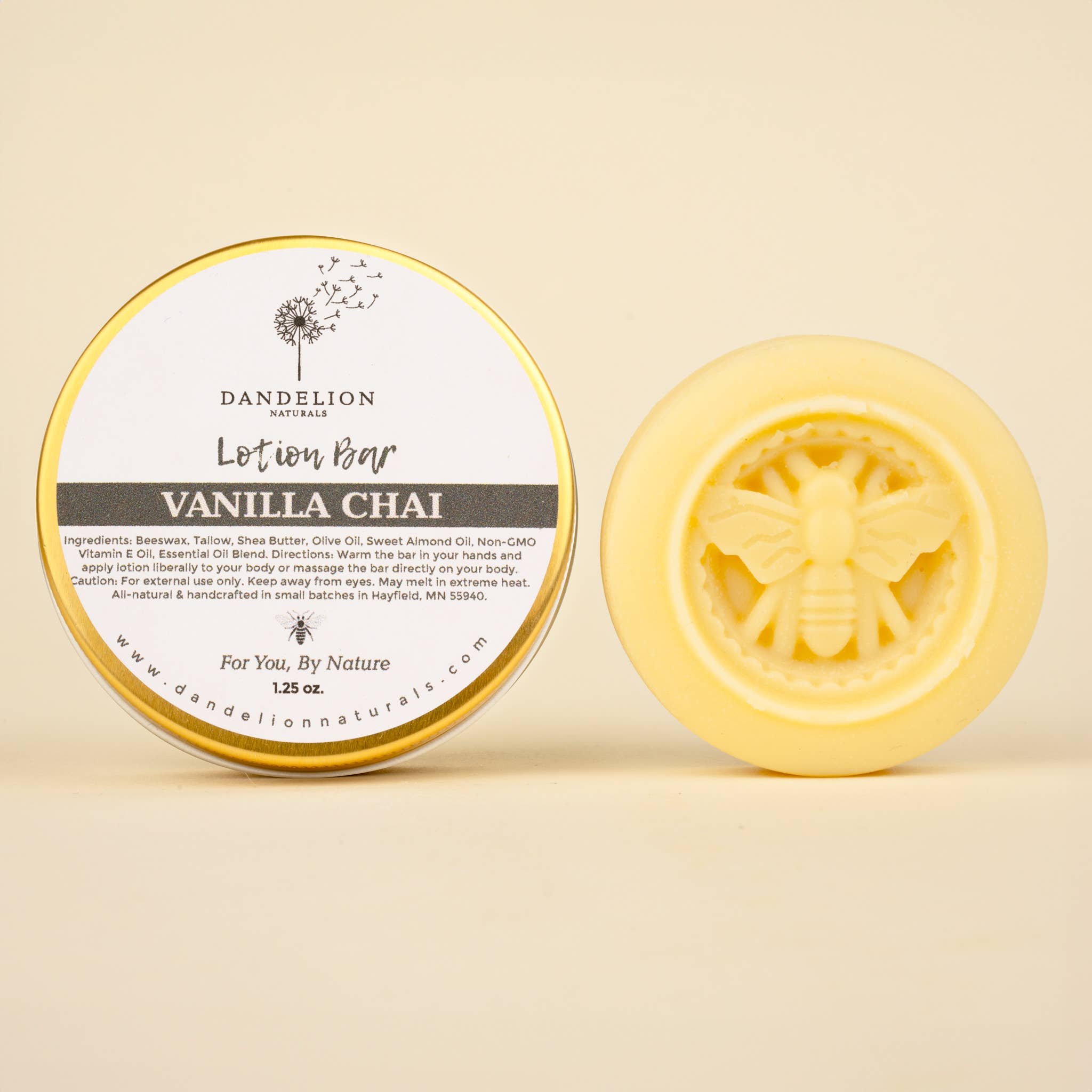 Dandelion Naturals - Wholesale Solid Lotion - Vanilla Chai Tallow Lotion Bar | Solid Lotion Bar 1
