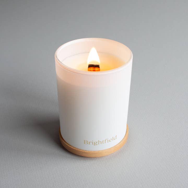 Brightfield - Wholesale Jar/Filled Candle - Cabin Non-Toxic Sustainable Coconut Soy Candle w/ Wood Wick