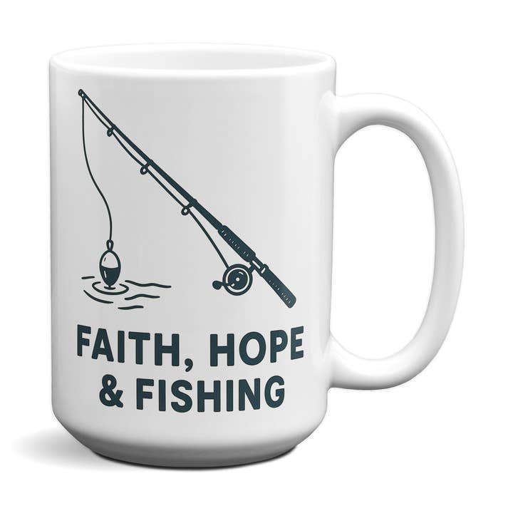 Mug graphique Foi, Espoir & Pêche pour la vente par American Brand Studio