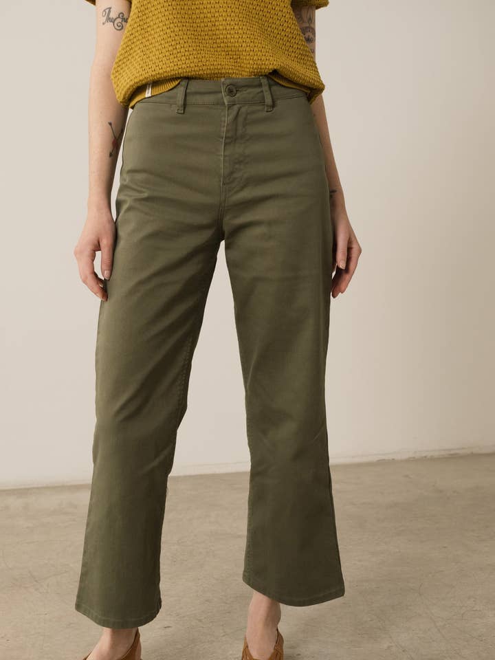 Hani Recycled Cotton Sailor Pants In Green for wholesale on Faire0