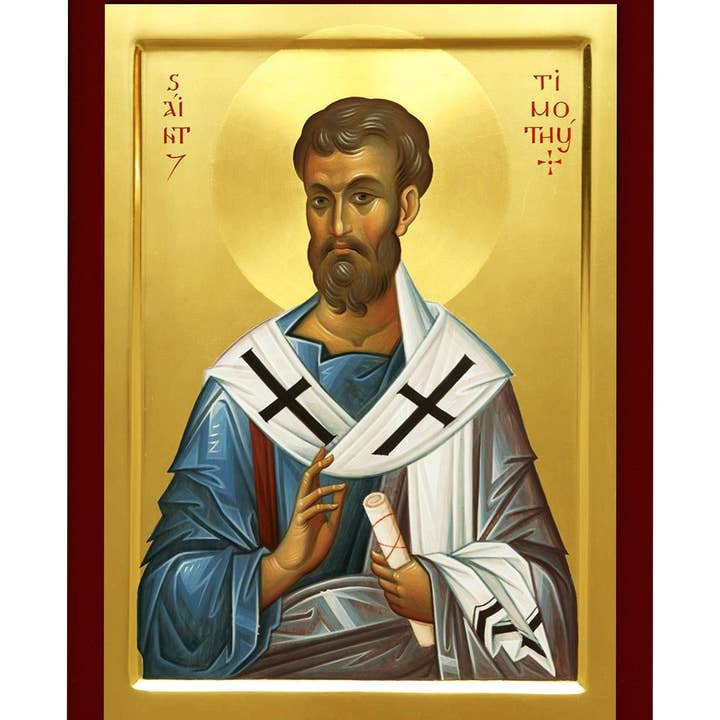 Sint-Timotheüs-icoon, handgemaakt Grieks-orthodox icoon van St. Timotheüs de Apostel, Byzantijnse kunstmuurhanger, icoon, houten plaquette, religieus decor voor wholesale door TheHolyArt