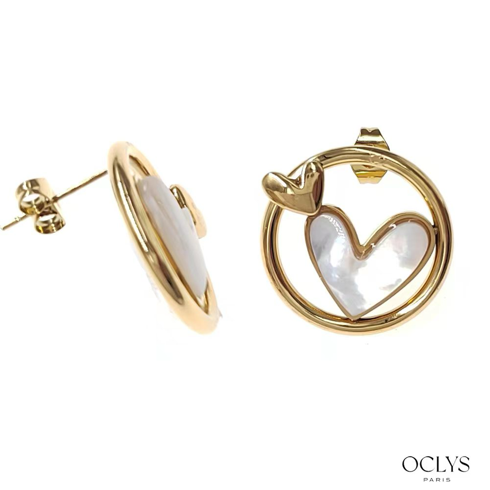 Oclys - Wholesale Dangle Earrings - Vitaly stainless steel heart circle earrings0