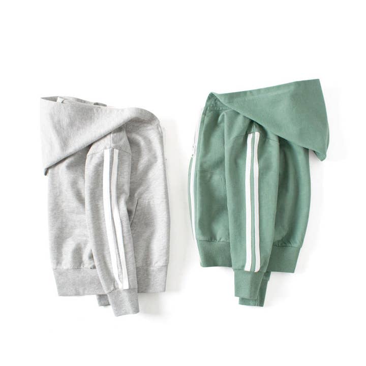 Bebisrandigt mönster dragkedja fram design sportstil kappa med hatt för wholesale av MyKids-USA®