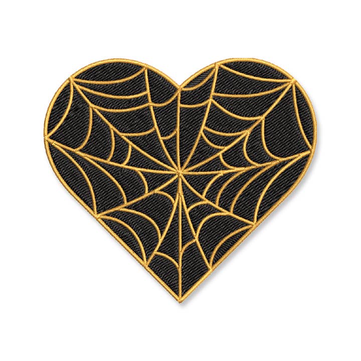Studio Ten Design - Wholesale Patch - Cobweb Heart Embroidered Iron-On Patch