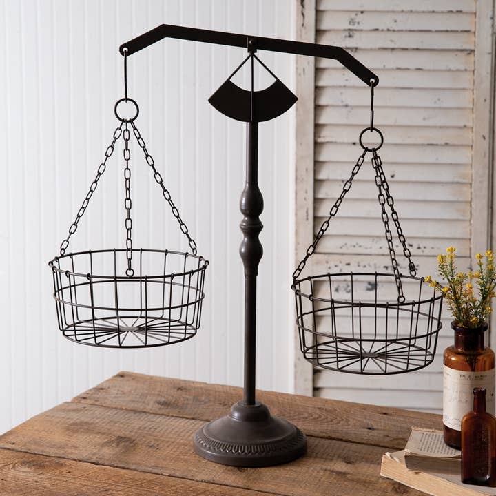 CTW Home Collection - Wholesale Decorative Tabletop Object - Tabletop Balance Scale with Baskets