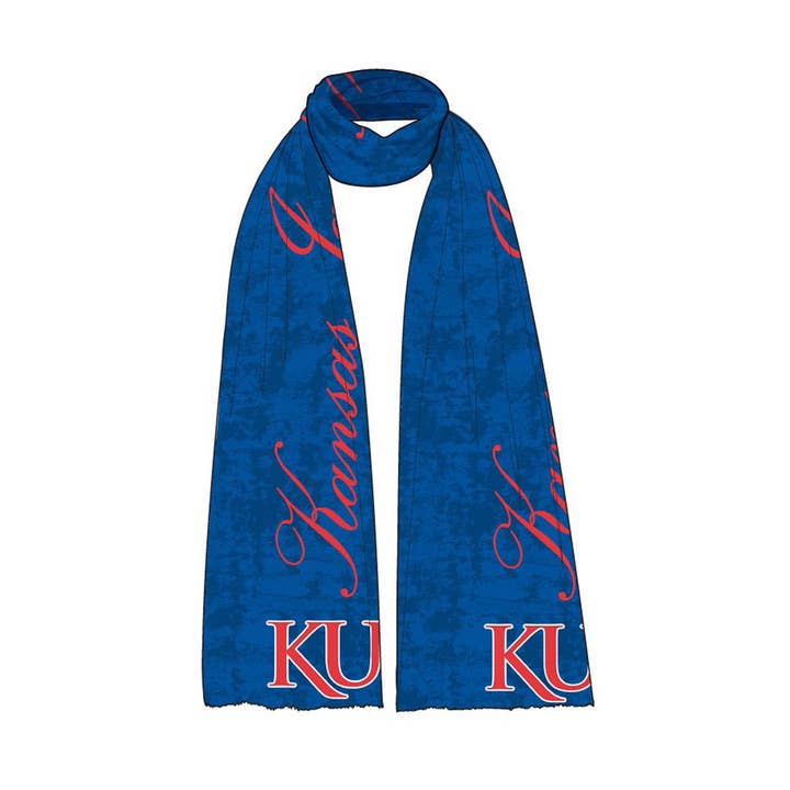 Kansas Script Scarf for wholesale by Emerson Street Clothing Co Collegiate Shop