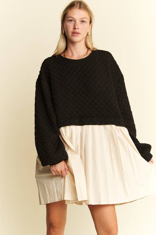 JADE BY JANE – Großhandel Kleid – Damen – LANGÄRMLIGES PLISSEE-ROCKKLEID AUS BAUMWOLLE4