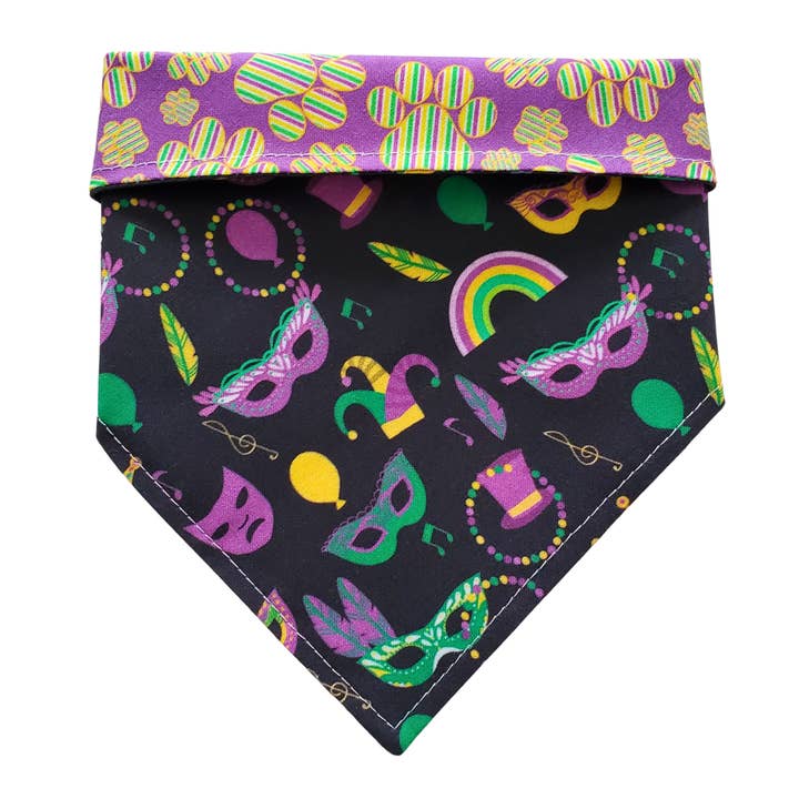 Mardi Gras - Bandana réversible pour collier de chien pour la vente par Charlie & the Hound