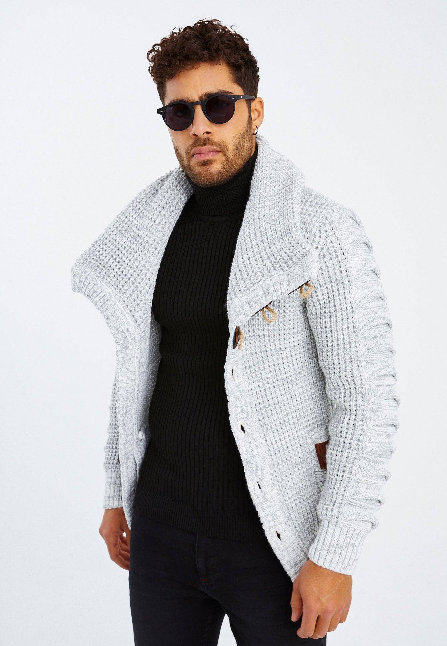 Leif Nelson GmbH - Wholesale Knit Sweater - Men's - Men's Knit Sweater Chunky Knit Shawl Collar LN-55854