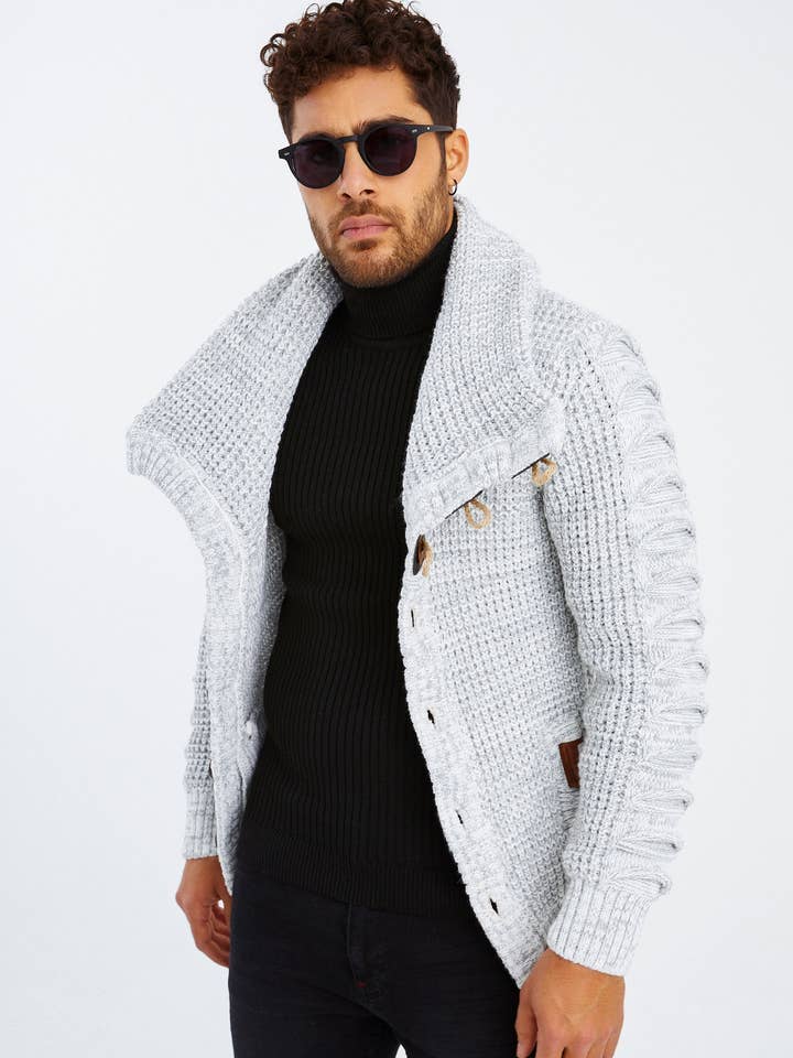 Leif Nelson GmbH - Wholesale Knit Sweater - Men's - Men's Knit Sweater Chunky Knit Shawl Collar LN-55854