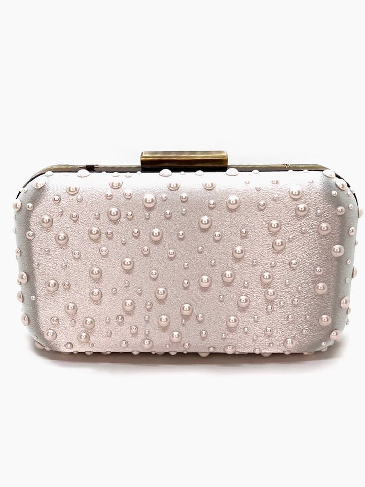 Parelbezette Offwhite Satijnen CLUTCH voor wholesale door NARCES