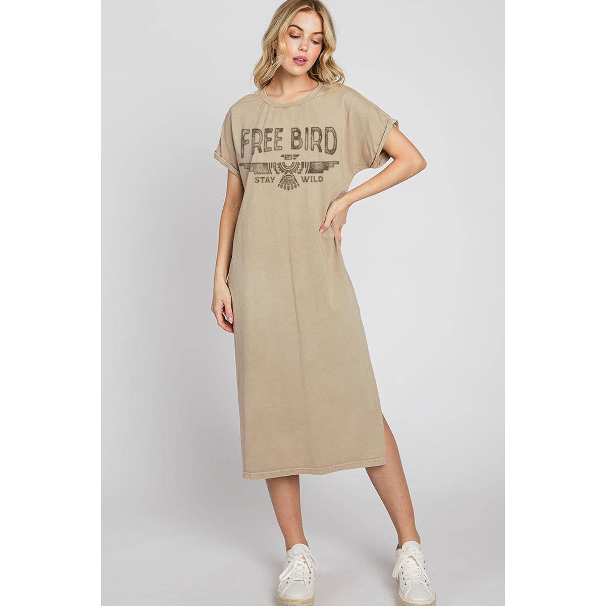 HRTandLUV - Vente Robe – femme - Robe graphique minérale FREE BIRD en coton4