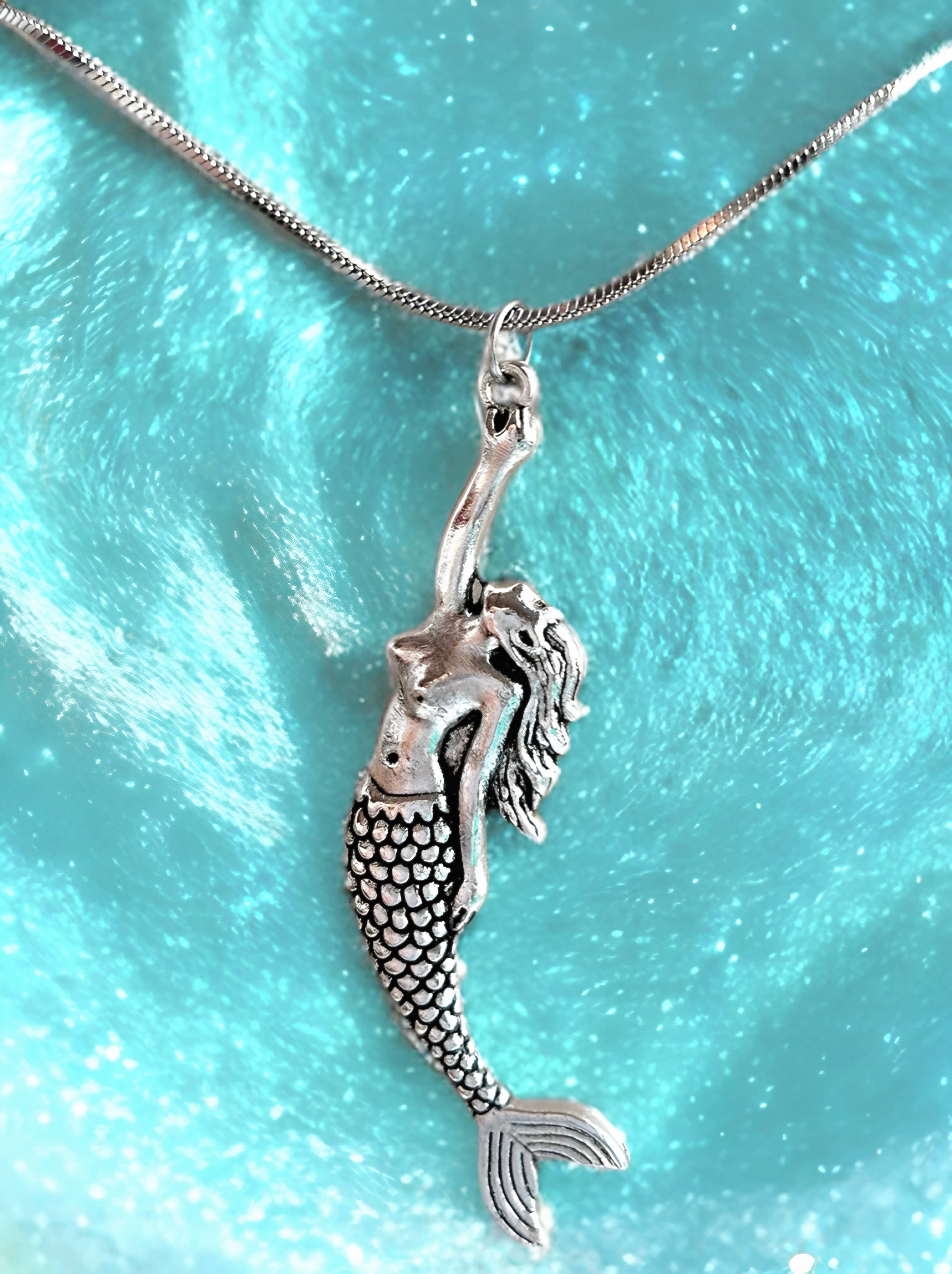 Turistadlv – Colar pingente/pendente por atacado – Colar sereia com pingente, joia de sereia, colar verão, musa do mar1