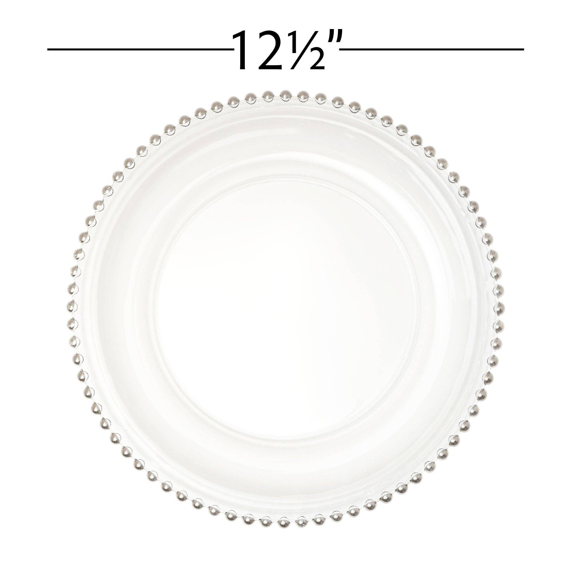 Portofino International Trading, USA - Wholesale Charger Plate - Beaded Rim Clear Glass Charger Plate 12½" - Silver4