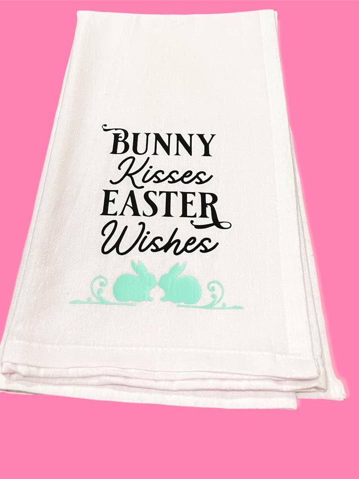 Bunny kisses en paaswensen - Floursack Towel (Copy) voor wholesale door Bearded Bird Apparel