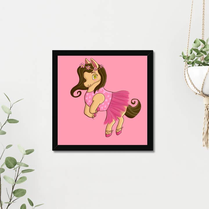 Dancing Littles Jungle - Wholesale Canvas Art - Kids & Baby - Heidi the Horse Framed Canvas by Dancing Littles Jungle1