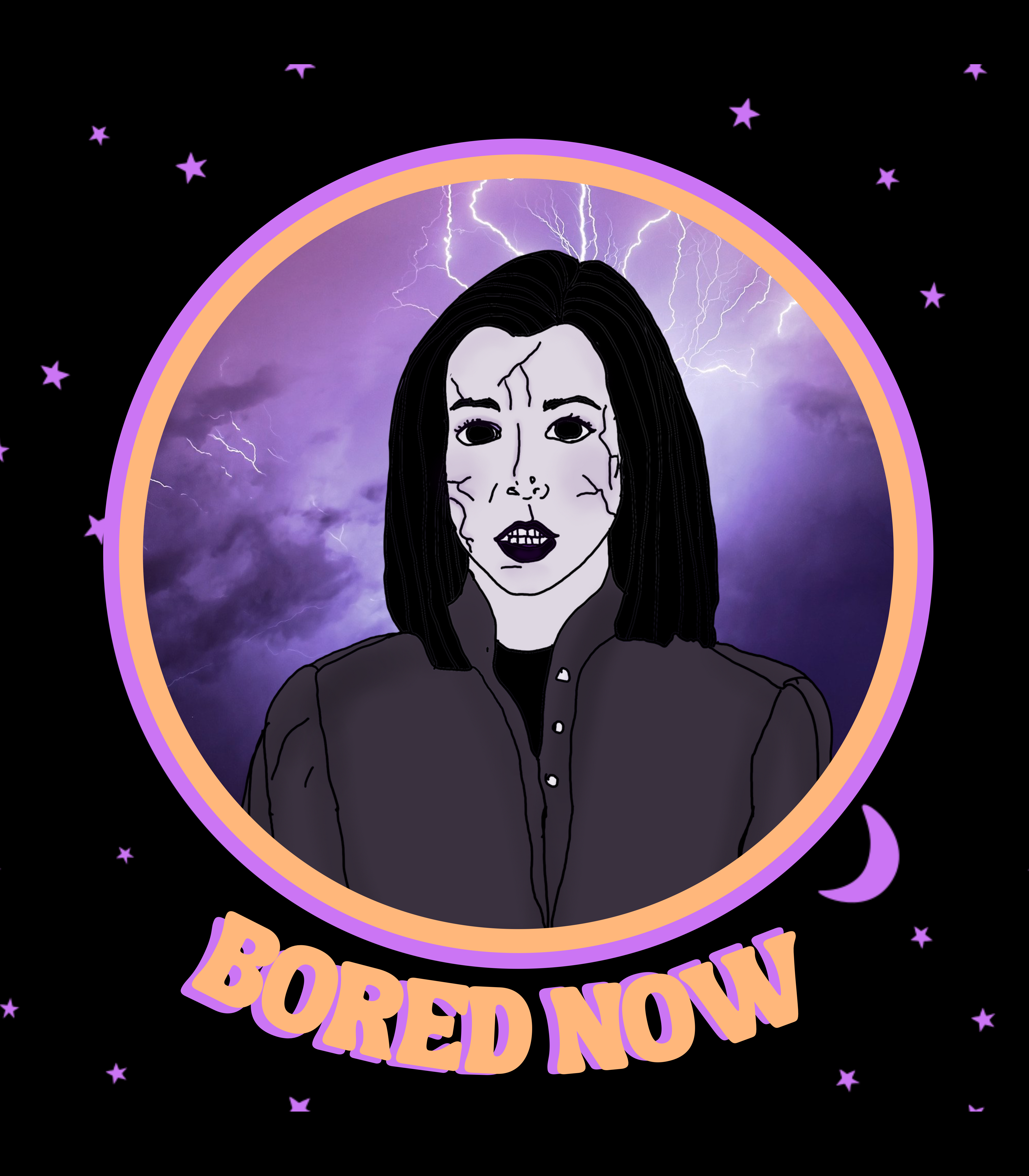 Haunted Fembot - Wholesale Sticker - Dark Willow "Bored Now" Water Bottle Sticker7