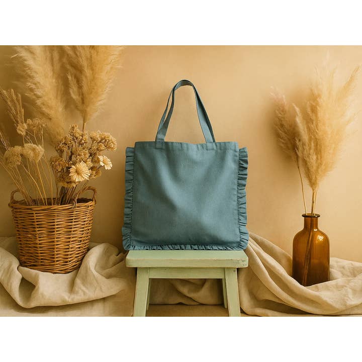 House of Kraft Jewelry & Accessories - Wholesale Tote bag – Women's - Canvas Ruffle Tote | Canvas Colored Tote Bag | Unbranded 11