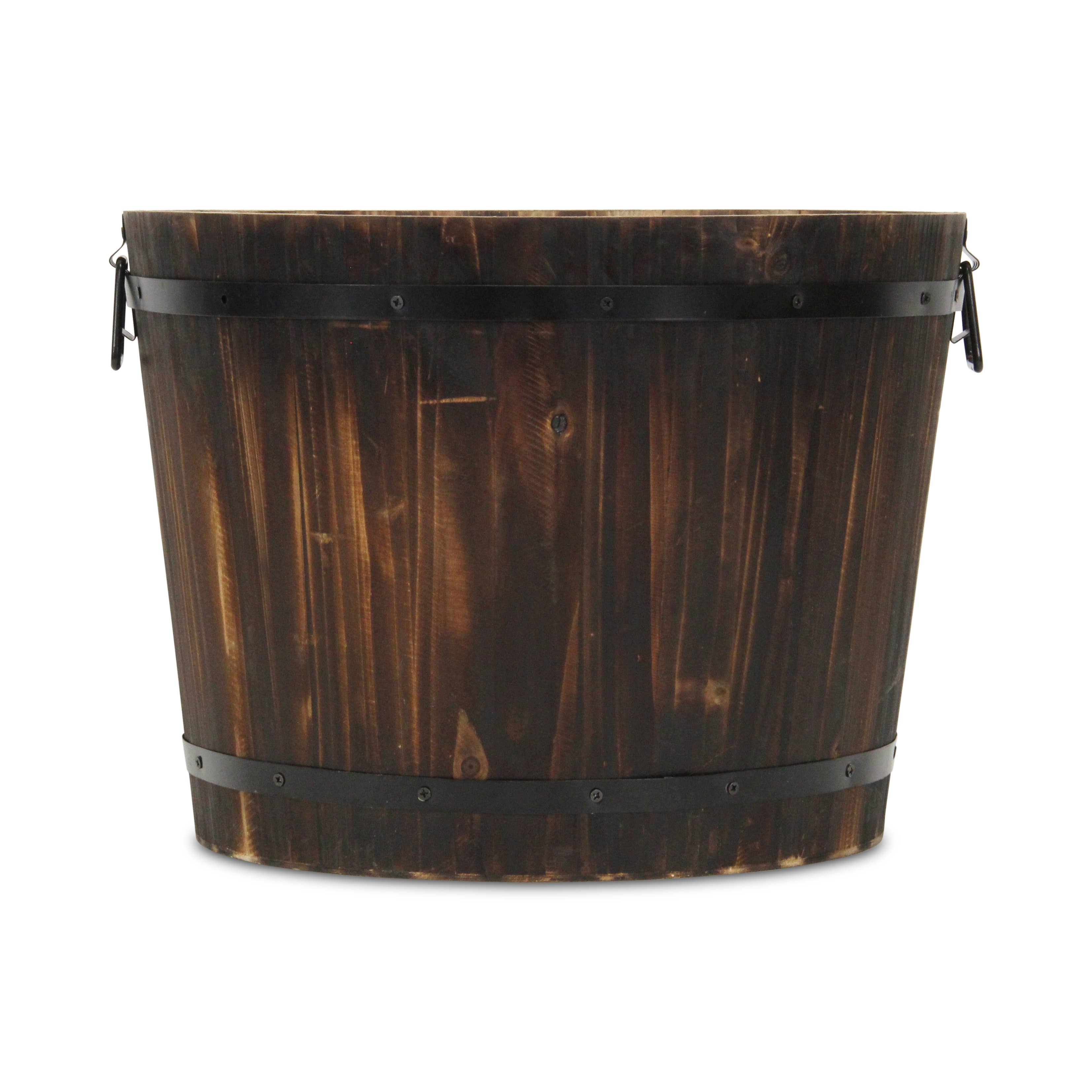 Cheungs Home Decor - Vente Pot - Seau décoratif en bois marron foncé Mariva avec accents et poignées en métal8