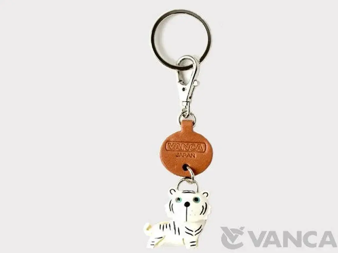 VANCA CRAFT - Wholesale Keychain – Women's - White Tiger Leather Animal Handmade Keychain Bag Charm3