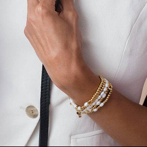 ETHICGOODS – wholesale Beaded bracelet – Morse Code Pearl & Gold Waterproof Beaded Bracelet | LOVE2