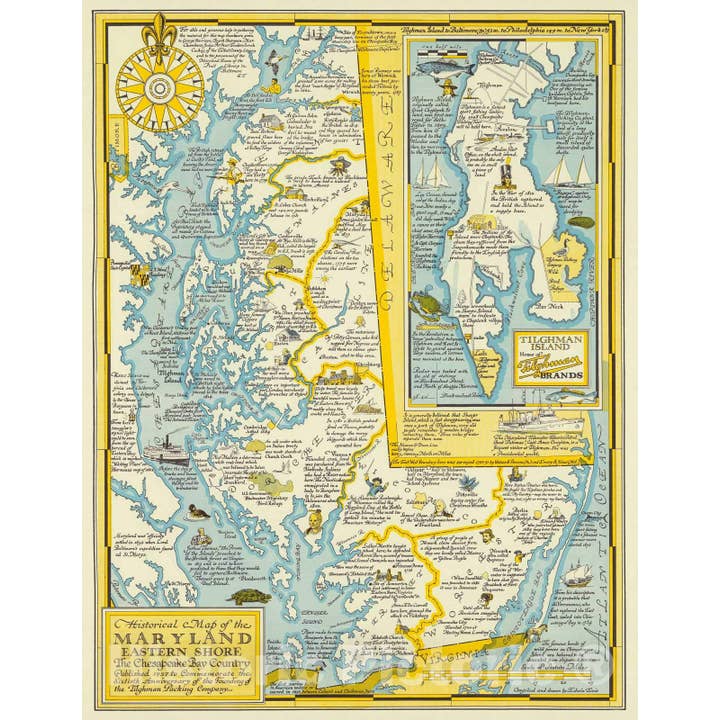 1957 Historical Map Of Maryland Eastern Shore & Chesapeake for wholesale by Historic Pictoric