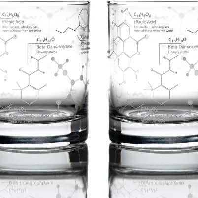 Science of Whiskey Etched Whiskey Glass for wholesale by Greenline Goods