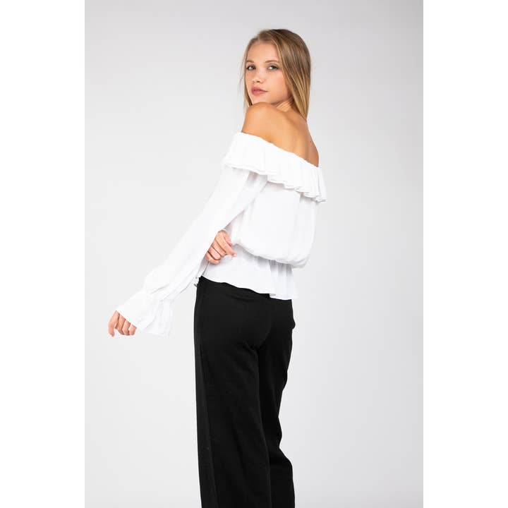 Naked Zebra Rack - Wholesale Blouse - Women's - Off Shoulder Long Sleeve Peplum Blouse8