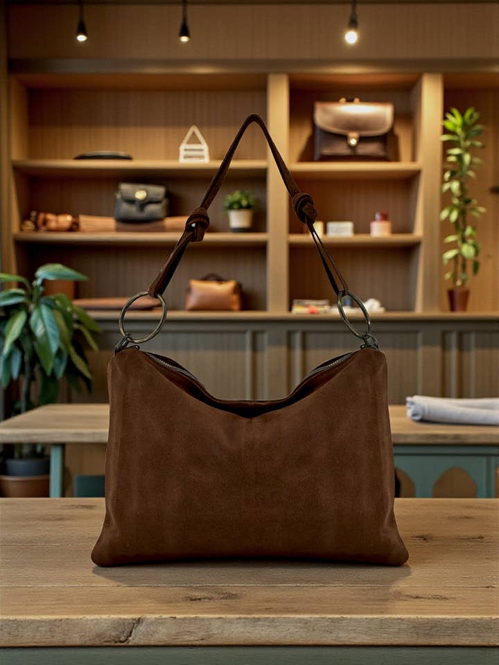 Suède leren tas Giada 251210 voor wholesale door ITALIAN'S LEATHER