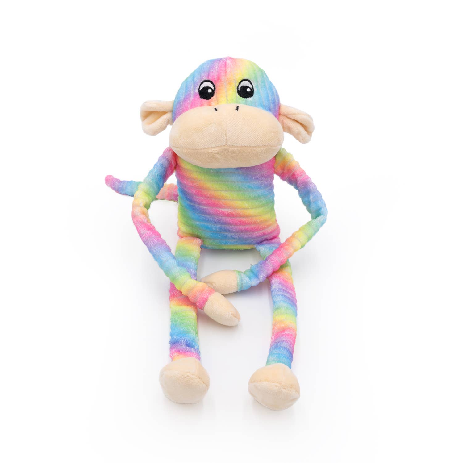 ZippyPaws - Wholesale Pet plush toy – Dog - Spencer the Crinkle Monkey - Large Rainbow 24/cs - Dog Toy