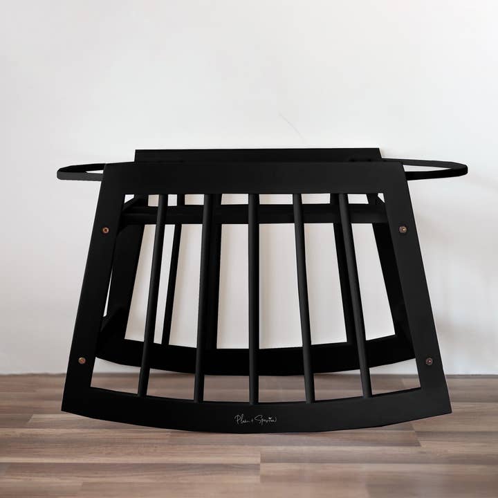 Plum & Sparrow - Wholesale Bassinet - Baby - Modern Rocking Moses Bassinet Stand with brake- Black