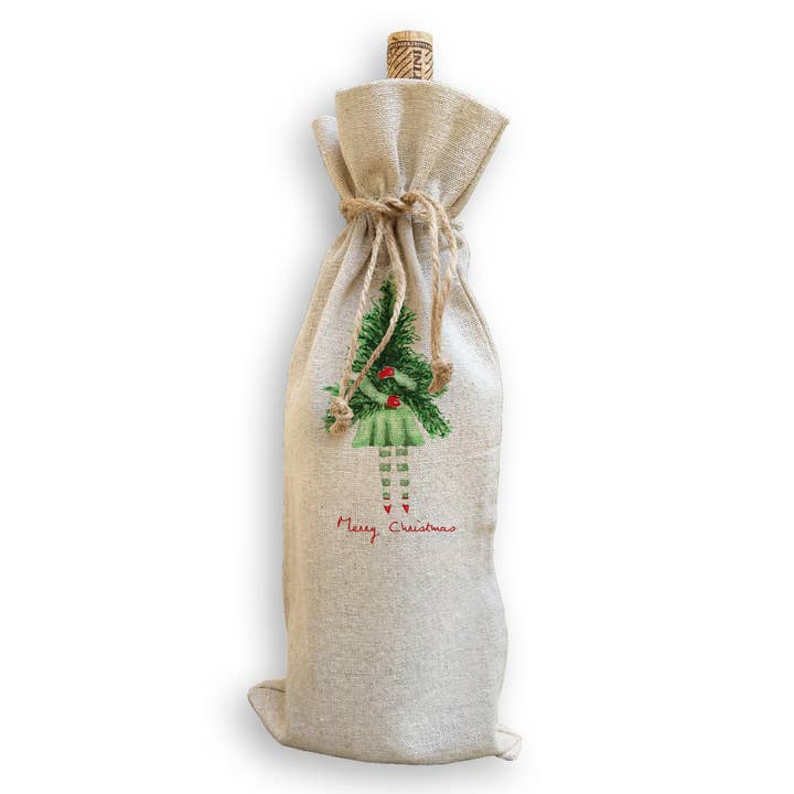 French Graffiti - Wholesale Tea Towel - Lady with Christmas Tree