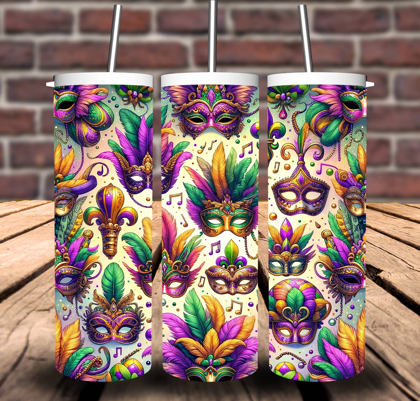 Sweet Tees - Wholesale Insulated Mug/Tumbler - Mardi Gras Fleur de Lis Sublimation Tumbler 20oz 30oz