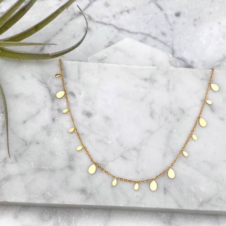 delicate teardrop layering necklace for wholesale by minor metal jewelry