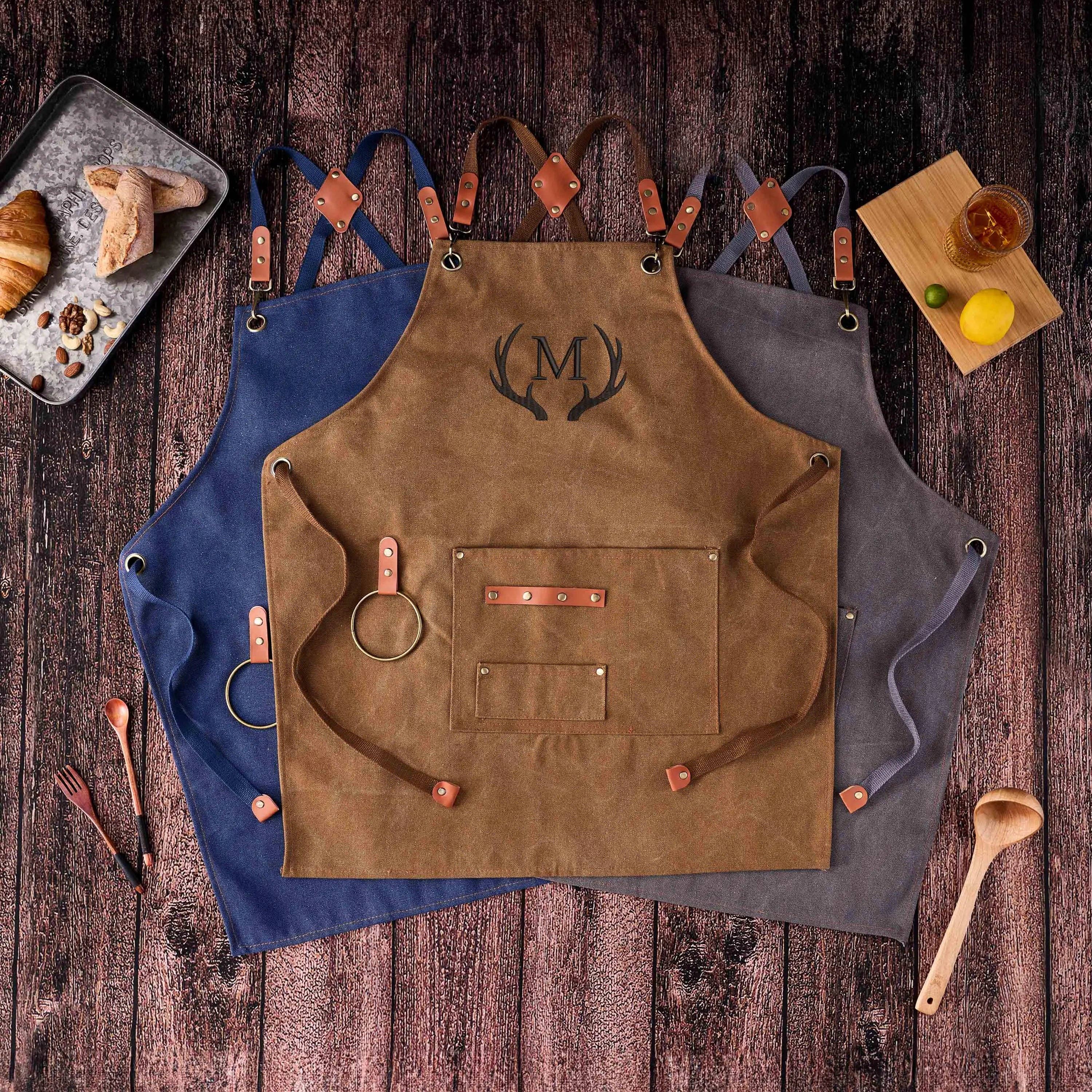 RockCow Leather Studio - Wholesale Apron - Personalized Embroidered Apron For Men and Women, Chef Apron, Canvas Work Apron, Custom Gift1