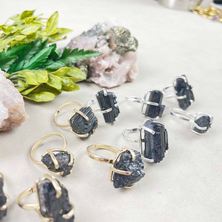 Ewelina Pas Jewelry - Wholesale Single Stone/Solitaire Ring - Raw Black Tourmaline Simple Ring15