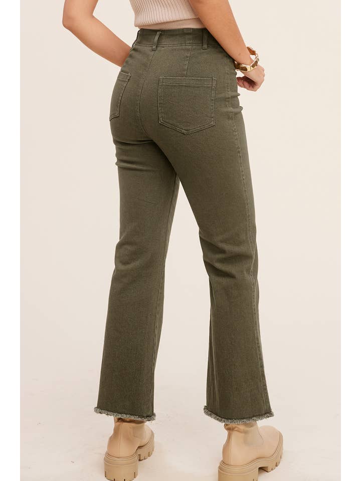 La Miel – Calças - Mulher por atacado – MCP3113-Calças Flare elástica de Cintura Alta Lavada e Macio7