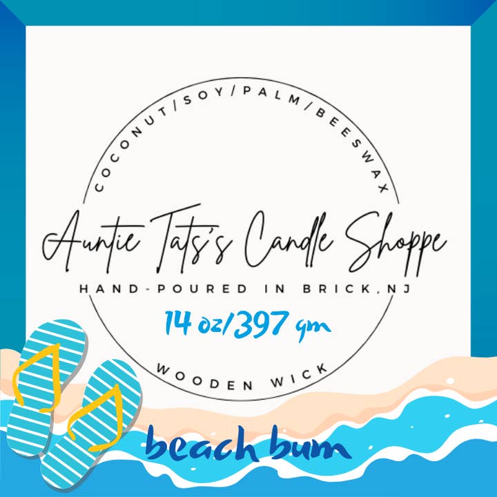 Kokosnöt/Bivaxljus med Träväck-Strandälskare för wholesale av Auntie Tats's Candle Shoppe