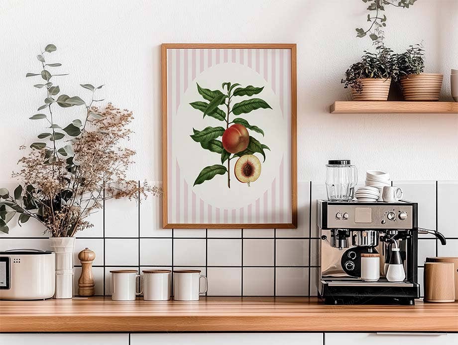 Newpencilbox Art - Wholesale Gallery Wall Set - Cottagecore Pink Fruit Trio – Botanical Kitchen Wall Art4