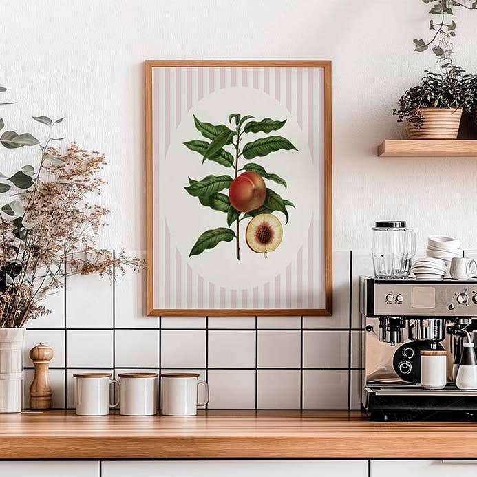 Newpencilbox Art - Wholesale Gallery Wall Set - Cottagecore Pink Fruit Trio – Botanical Kitchen Wall Art4