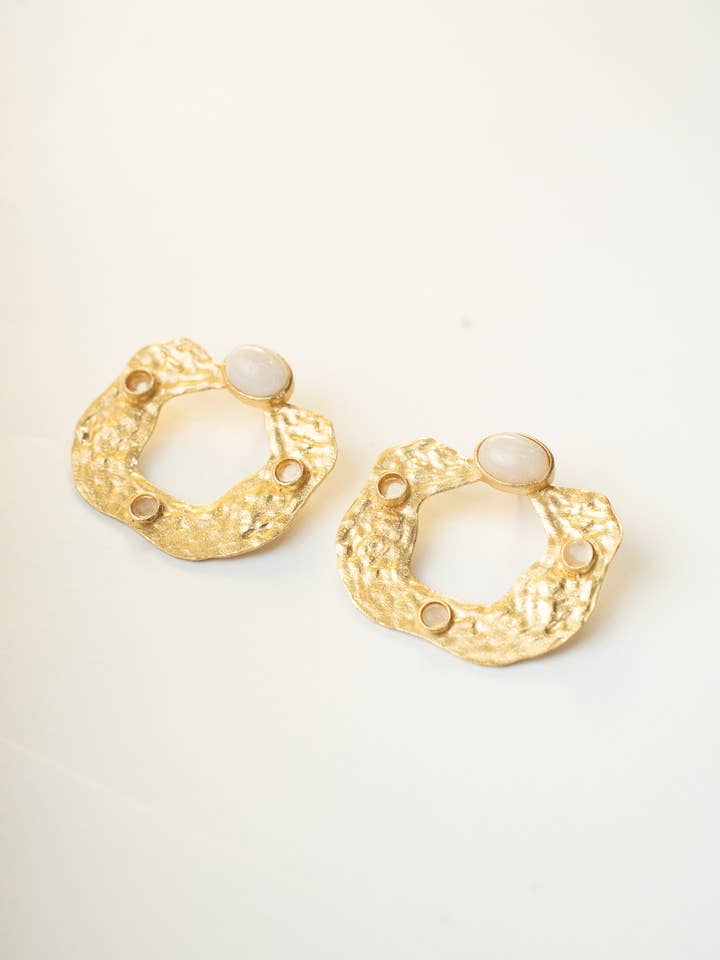 Naviya Moonstone Earrings for wholesale by Boho Gal Jewelry