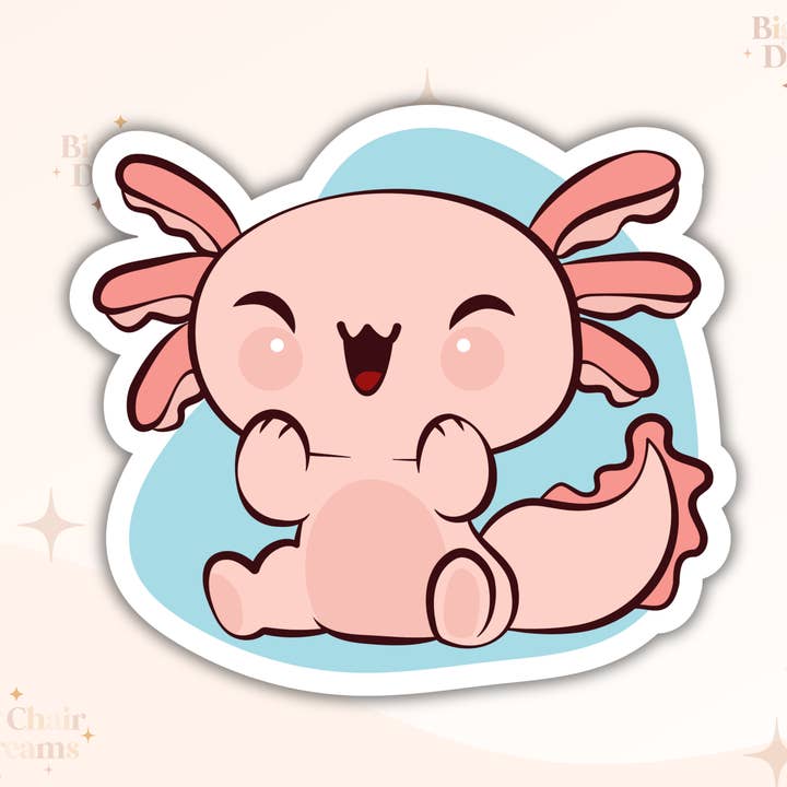 Happy/Laughing Axolotl Aufkleber für den Großhandel von Big Chair Dreams