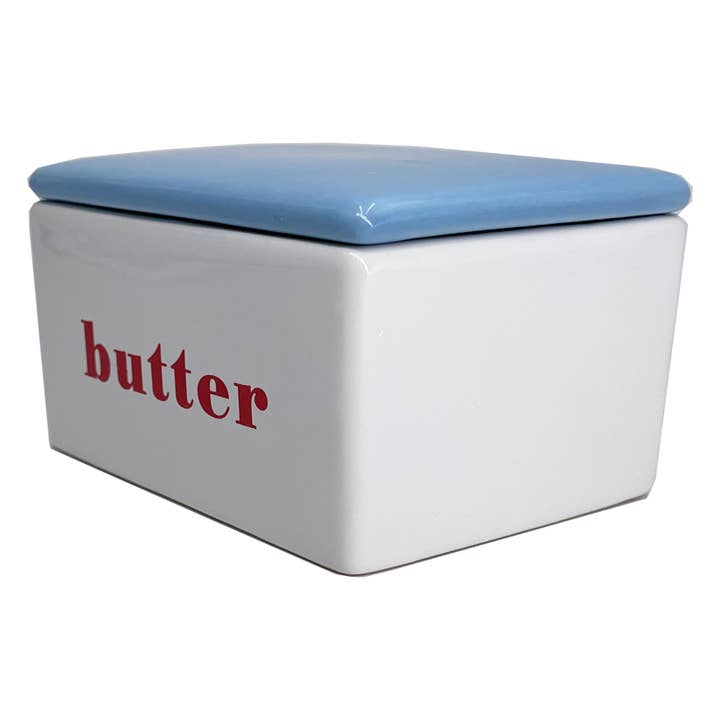 first of a kind - Wholesale Butter Dish - Ceramic Butter Box, Red, White & Blue - Vintage Butter Keepe4